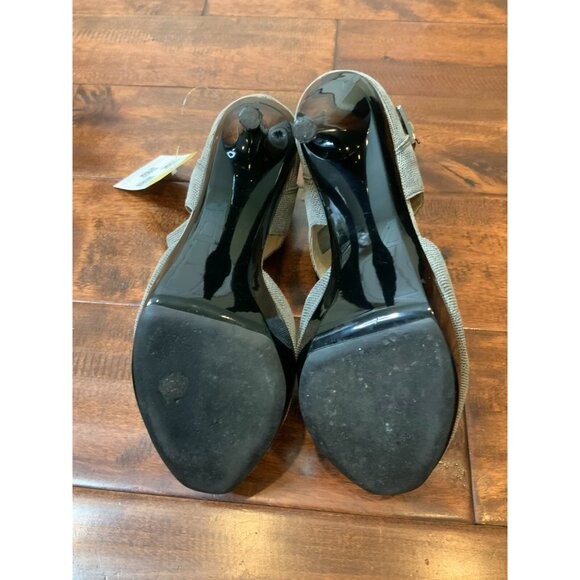 Michael Kors Gray Leather Snakeskin Stiletto Heels Open Toe Buckled, Size 10 - Picture 8 of 9